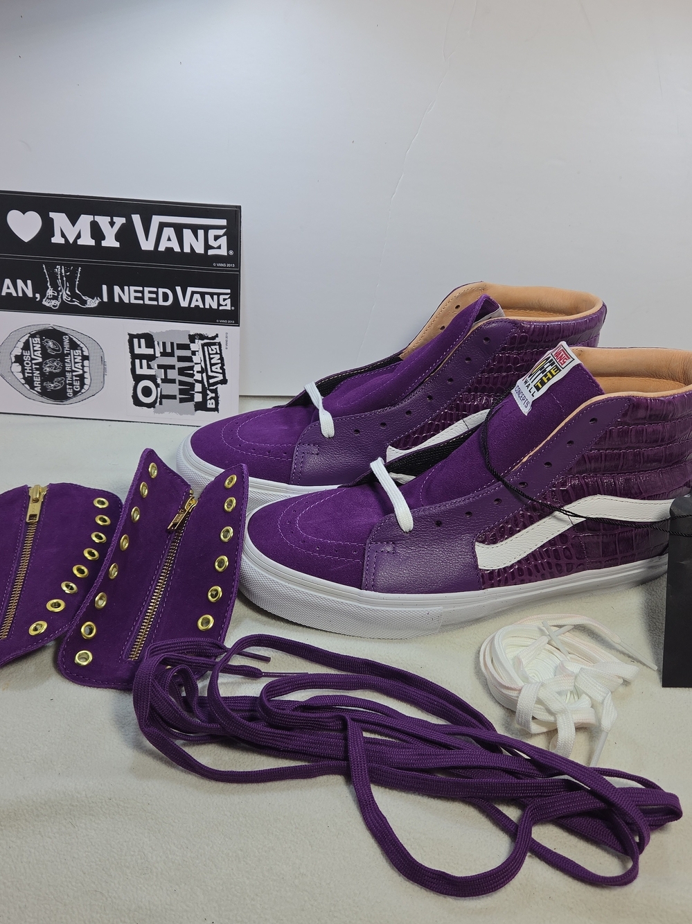 Vans Sk8-Hi Purple Suede & Croc-Embossed Leather Sneakers